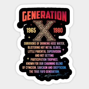 Tie Dye Generation X 1965 1980 Leopard Gen Xer Generation X Sticker